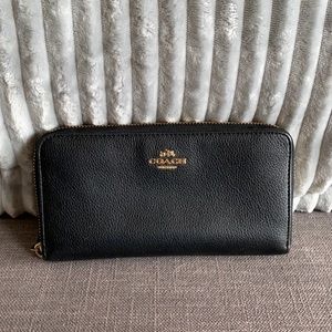 Black, leather Zip around wallet